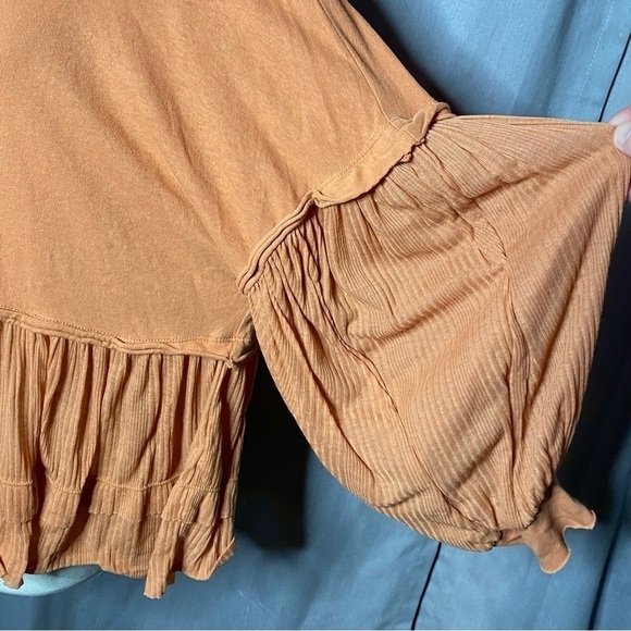 Free People We The Free Rust Tiered Ruffle Pullover Sweater Top, Size S - Picture 6 of 6